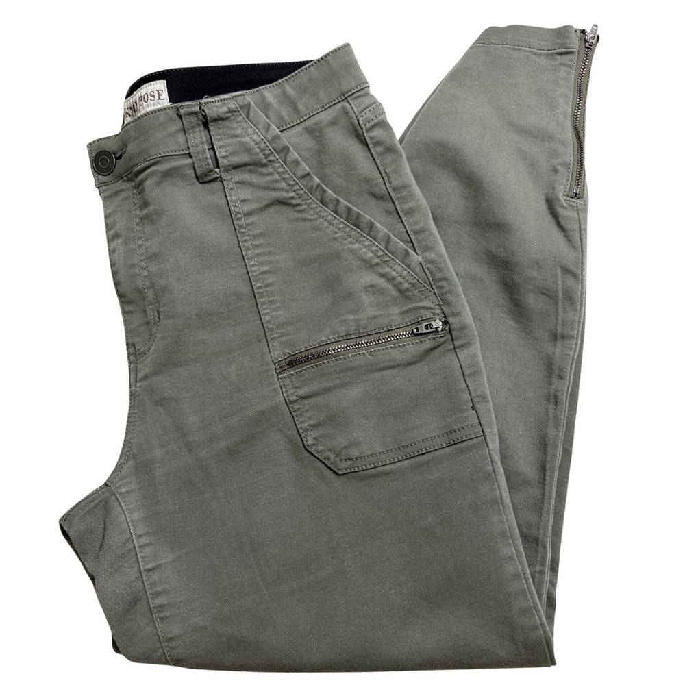 Knox Rose Olive Green Utility Ankle Pants with Zipper Details Size 8